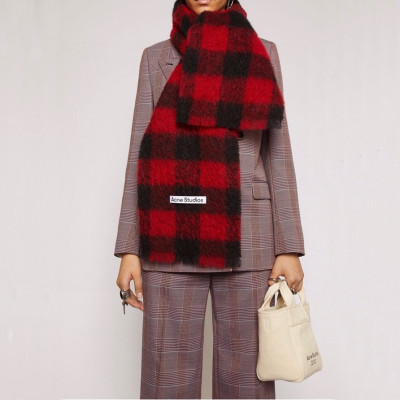 아크네 남/녀 레드 머플러 - Acne Unisex Red Muffler - ac187x