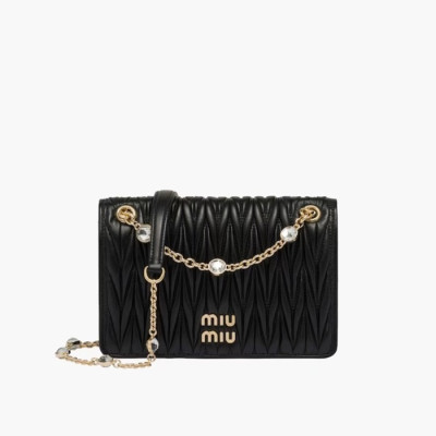 미우미우 여성 블랙 마트라세 크로스백 - MiuMiu Womens Black Matelasse Bag - miu0254x