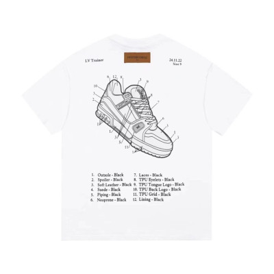 루이비통 남성 화이트 크루넥 반팔티 - Louis vuitton Mens White Tshirts - lv292x