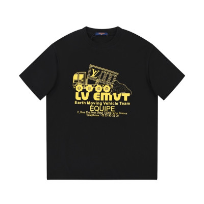 루이비통 남성 블랙 크루넥 반팔티 - Louis vuitton Mens Black Tshirts - lv293x