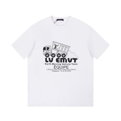 루이비통 남성 화이트 크루넥 반팔티 - Louis vuitton Mens White Tshirts - lv294x