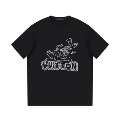 루이비통 남성 블랙 크루넥 반팔티 - Louis vuitton Mens Black Tshirts - lv299x