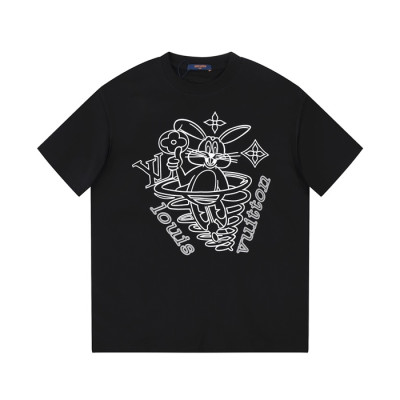 루이비통 남성 블랙 크루넥 반팔티 - Louis vuitton Mens Black Tshirts - lv301x