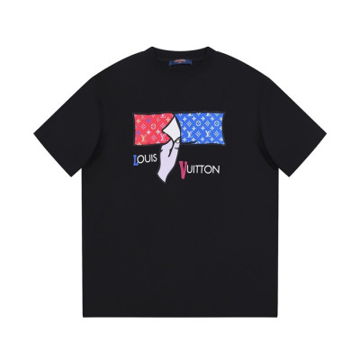 루이비통 남성 블랙 크루넥 반팔티 - Louis vuitton Mens Black Tshirts - lv303x