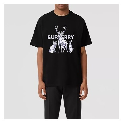 버버리 남성 블랙 크루넥 반팔티 - Burberry Mens Black Tshirts - Bu66x