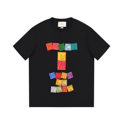 구찌 남/녀 블랙 크루넥 반팔티 - Gucci Unisex Black Tshirts - gu162x