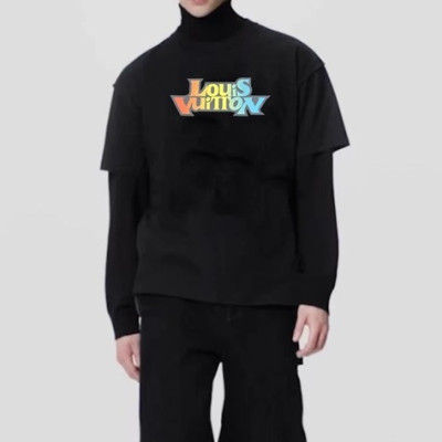 루이비통 남성 블랙 크루넥 반팔티 - Louis vuitton Mens Black Tshirts - lv310x