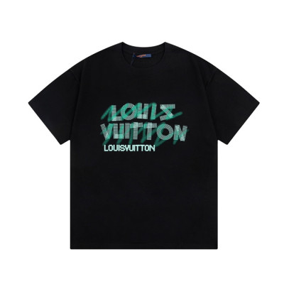 루이비통 남성 블랙 크루넥 반팔티 - Louis vuitton Mens Black Tshirts - lv321x