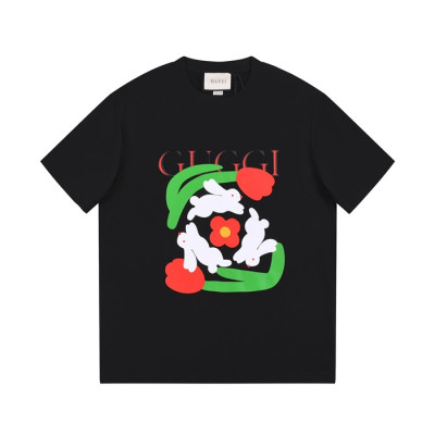 구찌 남/녀 블랙 크루넥 반팔티 - Gucci Unisex Black Tshirts - gu168x