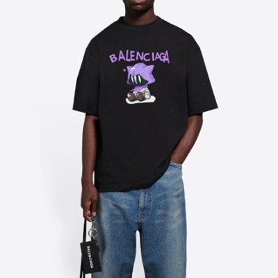 발렌시아가 남성 크루넥 블랙 반팔티 - Balenciaga Mens Black Short sleeved T-shirts - ba126x