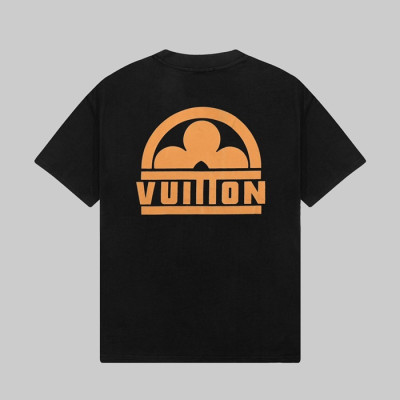 루이비통 남성 블랙 크루넥 반팔티 - Louis vuitton Mens Black Short sleeved T-shirts - lv336x