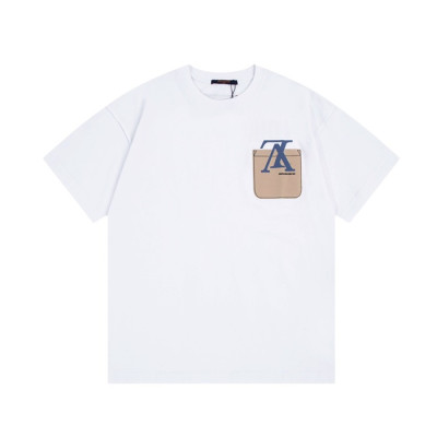 루이비통 남성 화이트 크루넥 반팔티 - Louis vuitton Mens White Short sleeved T-shirts - lv357x