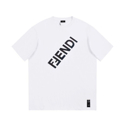 펜디 남성 화이트 크루넥 반팔티 - Fendi Mens White Short sleeved T-shirts - fe33x