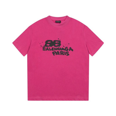 발렌시아가 남/녀 크루넥 핑크 반팔티 - Balenciaga Unisex Pink Short sleeved T-shirts - ba146x