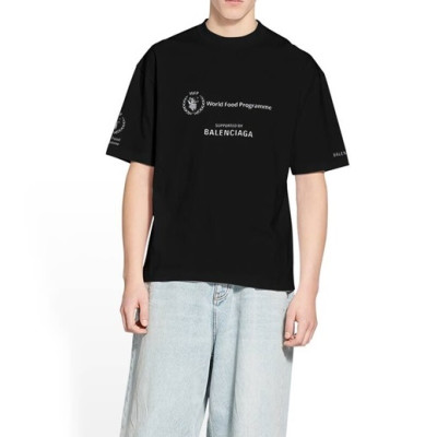 발렌시아가 남/녀 크루넥 블랙 반팔티 - Balenciaga Unisex Black Short sleeved T-shirts - ba148x