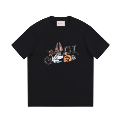 구찌 남/녀 블랙 크루넥 반팔티 - Gucci Unisex Black Short sleeved T-shirts - gu191x