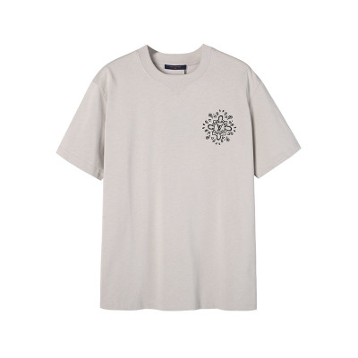 루이비통 남성 베이지 크루넥 반팔티 - Louis vuitton Mens Beige Short sleeved T-shirts - lv385x