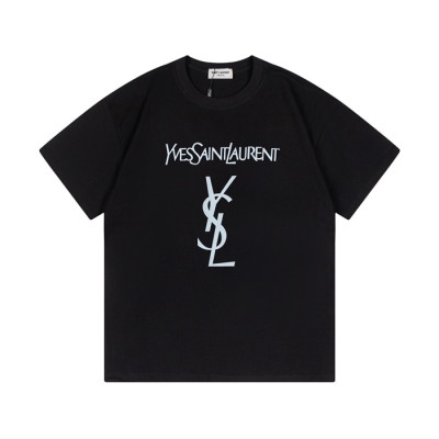 입생로랑 남성 블랙 크루넥 반팔티 - Saint laurent Black Short sleeved Tshirts - ysl331x