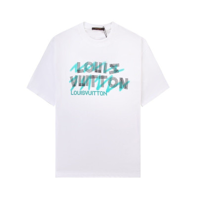 루이비통 남성 화이트 크루넥 반팔티 - Louis vuitton Mens White Short sleeved T-shirts - lv416x