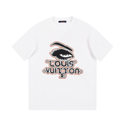 루이비통 남성 화이트 크루넥 반팔티 - Louis vuitton Mens White Short sleeved T-shirts - lv433x