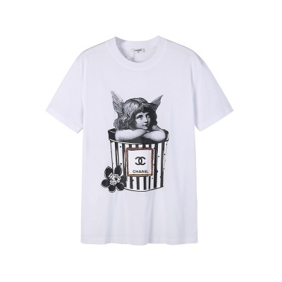 샤넬 남/녀 크루넥 화이트 반팔티 - Chanel Unisex White Tshirts - ch52x