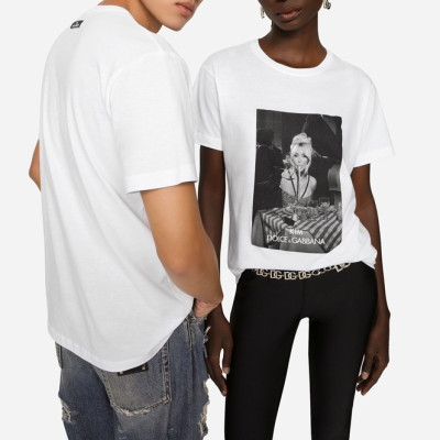 돌체앤가바나 남/녀 화이트 반팔티 - Dolce&Gabbana Unisex White Tshirts - dol416x