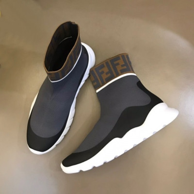 펜디 남성 이니셜 그레이 스니커즈 - Fendi Mens Gray Sneakers - fe63x