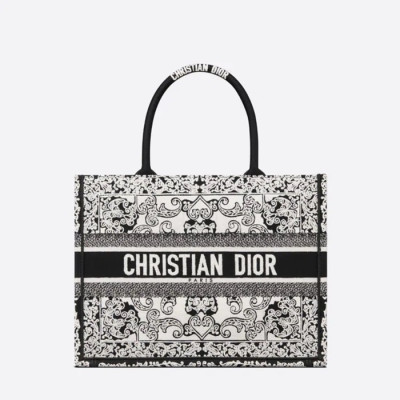 디올 남/녀 블랙 북토트 - Dior Unisex Black Book Tote - di309x