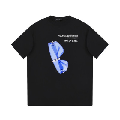 발렌시아가 남성 크루넥 블랙 반팔티 - Balenciaga Mens Black Short sleeved T-shirts - ba176x