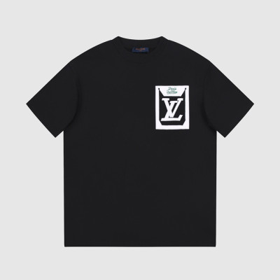 루이비통 남성 블랙 크루넥 반팔티 - Louis vuitton Mens Black Short sleeved T-shirts - lv534x