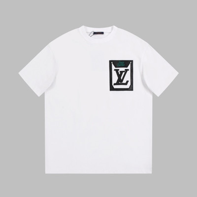 루이비통 남성 화이트 크루넥 반팔티 - Louis vuitton Mens White Short sleeved T-shirts - lv534x