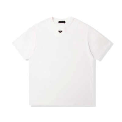 프라다 남성 화이트 크루넥 반팔티 - Prada Mens White Short sleeved Tshirts - pr316