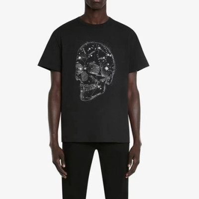 알렉산더맥퀸 남성 블랙 크루넥 반팔티 - Alexander Mcqueen Mens Black Tshirts - alx0118x