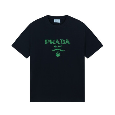 프라다 남/녀 블랙 크루넥 반팔티 - Prada Unisex Black Short sleeved Tshirts - pr321x