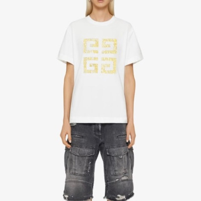 지방시 남/녀 크루넥 화이트 반팔티 - Givenchy Unisex White Short Sleeved Tshirts - gi192x