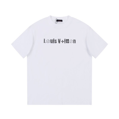 루이비통 남성 화이트 크루넥 반팔티 - Louis vuitton Mens White Short sleeved T-shirts - lv587x