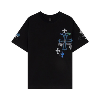 크롬하츠 남성 블랙 크루넥 반팔티 - Chrom Hearts Mens Black Short sleeved T-shirts - ch90x