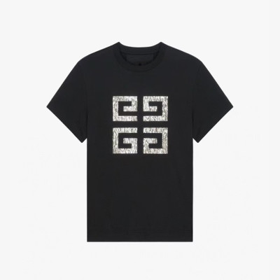 지방시 남/녀 크루넥 블랙 반팔티 - Givenchy Unisex Black Short Sleeved Tshirts - gi196x