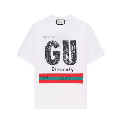 구찌 남성 화이트 크루넥 반팔티 - Gucci Mens White Short sleeved T-shirts - gu330x