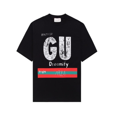 구찌 남성 블랙 크루넥 반팔티 - Gucci Mens Black Short sleeved T-shirts - gu332x