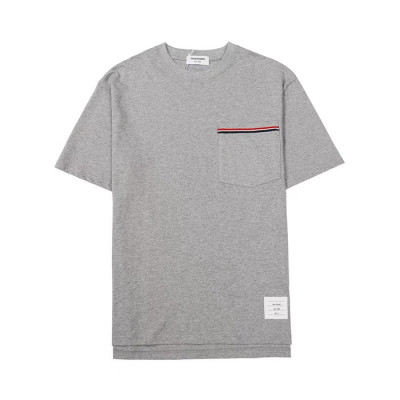 톰브라운 남성 크루넥 그레이 반팔티 - Thom Browne Mens Gray Tshirts - th39x