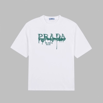 프라다 남성 화이트 반팔티 - Prada Mens White Tshirts - pr348x