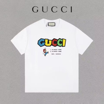 구찌 남성 화이트 크루넥 반팔티 - Gucci Mens White Short sleeved T-shirts - gu350x