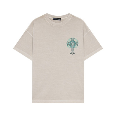 크롬하츠 남성 베이지 크루넥 반팔티 - Chrom Hearts Mens Beige Short sleeved T-shirts - ch93x