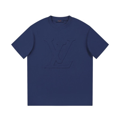 루이비통 남성 네이비 크루넥 반팔티 - Louis vuitton Mens Navy Short sleeved T-shirts - lv686x