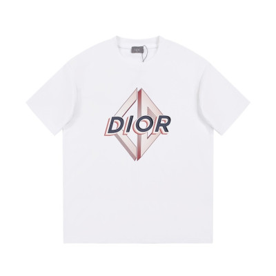 디올 남성 화이트 크루넥 반팔티 - Dior Mens White Short sleeved Tshirts - di359x