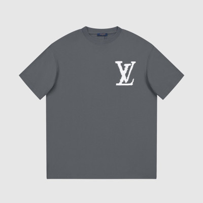 루이비통 남성 그레이 크루넥 반팔티 - Louis vuitton Mens Gray Short sleeved T-shirts - lv688x