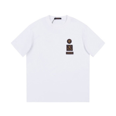 루이비통 남성 화이트 크루넥 반팔티 - Louis vuitton Mens White Short sleeved T-shirts - lv694x