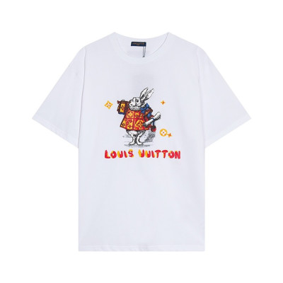 루이비통 남성 화이트 크루넥 반팔티 - Louis vuitton Mens White Short sleeved T-shirts - lv700x