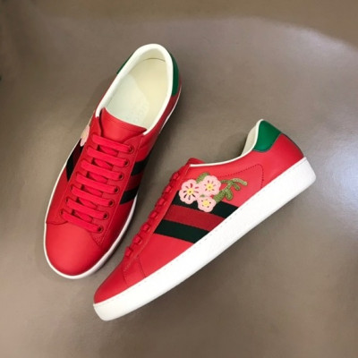 구찌 남/녀 레드 스니커즈 - Gucci Unisex Red Sneakers- gu548X